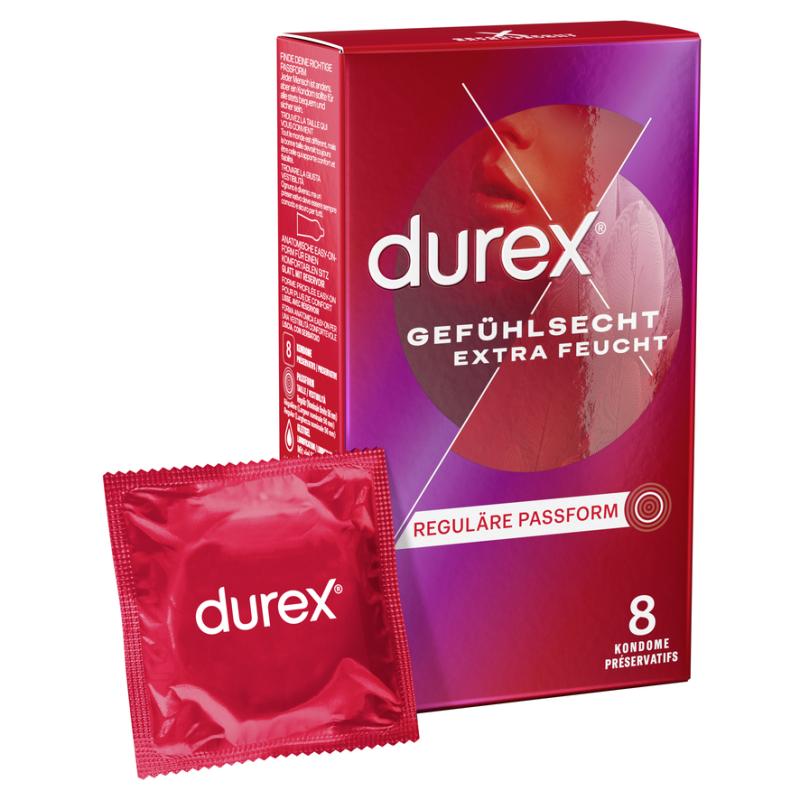 Durex 8 GefÃ¼hlsecht Extra Feucht Kondome 56 mm  - vergleichen und g&uuml;nstig kaufen