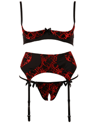 Hebe-Strapsset: Candorosa, rot/schwarz