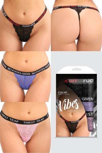 F*CK 3er-Pack Strings - Schwarz/Violett/Rosa - vergleichen und g&uuml;nstig kaufen