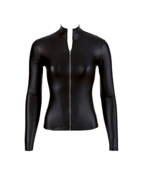 Wetlook-Langarm-Top, schwarz