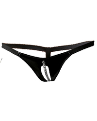 Lack-String mit Kette, schwarz