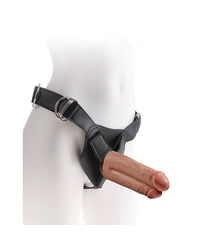 King Cock Strap-On Harness 7??: Strap-On mit Doppeldildo 7??, caramell