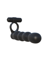 C-Ringz Double Penetrator. Vibro-Penisring mit flexiblem Analdildo, schwarz