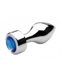 Aluminium Butt Plug mit blauem Kristall - Medium - vergleichen und günstig kaufen