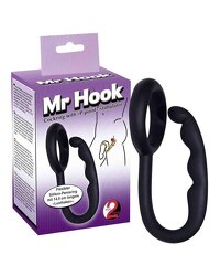 Mr.Hook: Penisring mit Perineum-Stimulator, schwarz