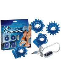 Emotion: Penisringe-Set mit Vibration, blau