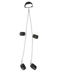 Leder-Körperfessel mit Ketten, schwarz