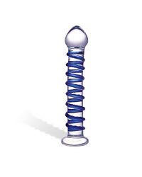 Gläs Blue Spiral Glass Dildo