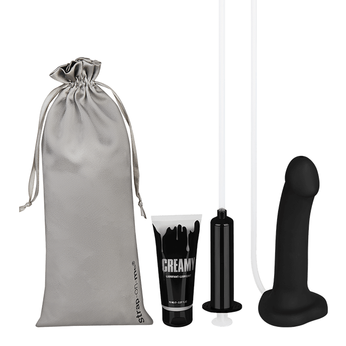 Strap-On-Me Cum: Strap-On-Dildo mit Spritzfunktion, schwarz - vergleichen und g&uuml;nstig kaufen