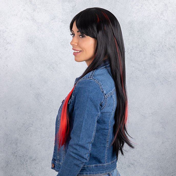 Modische Langhaarperücke, schwarz/rot - vergleichen und günstig kaufen Modische Langhaarperücke, schwarz/rot - vergleichen und günstig kaufen