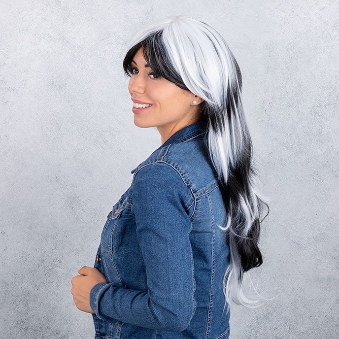 Freche Langhaarperücke, weiß/schwarz - vergleichen und günstig kaufen Freche Langhaarperücke, weiß/schwarz - vergleichen und günstig kaufen