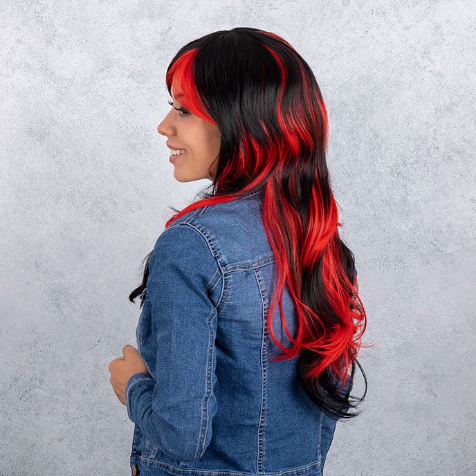 Ausgefallene Perücke, schwarz/rot - vergleichen und günstig kaufen Ausgefallene Perücke, schwarz/rot - vergleichen und günstig kaufen