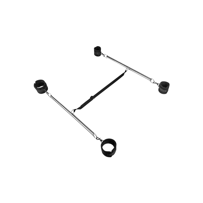 Double Spreader Bar: Doppelspreizstange mit Soft-Fesseln, schwarz/silber - vergleichen und g&uuml;nstig kaufen