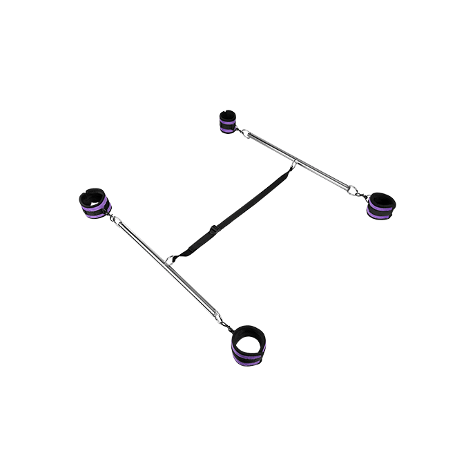 Double Spreader Bar: Doppelspreizstange mit Soft-Fesseln, schwarz/silber/lila - vergleichen und g&uuml;nstig kaufen