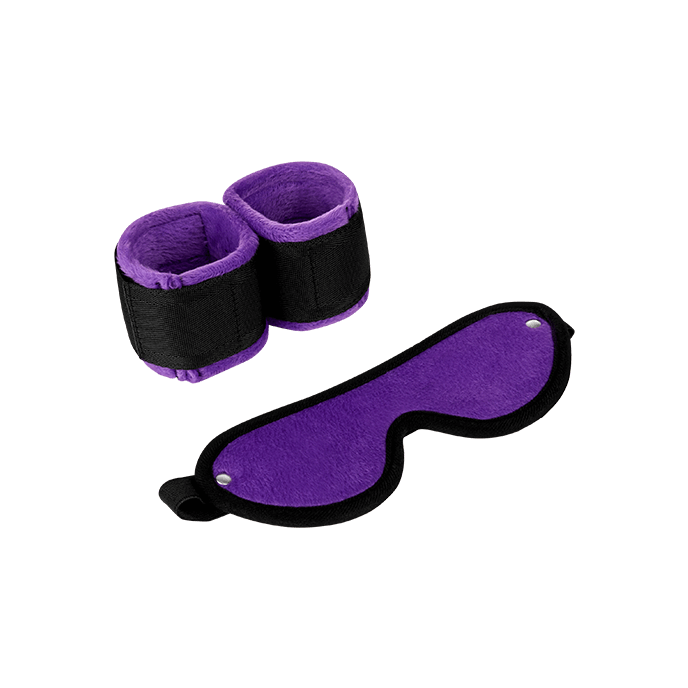Handfesseln und Augenmaske, schwarz/lila - vergleichen und g&uuml;nstig kaufen