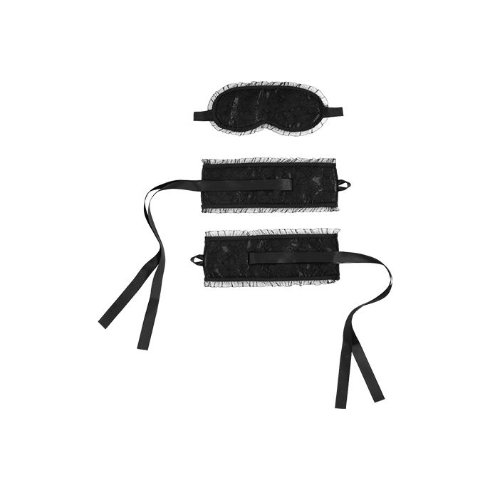 Satin-Handfesseln und Maske, schwarz - vergleichen und g&uuml;nstig kaufen