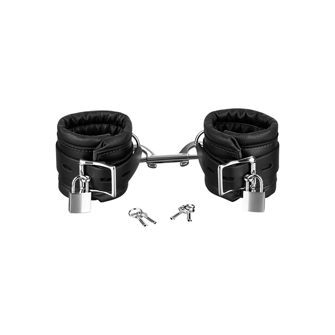 Leder-Handfesseln gepolstert und abschließbar, schwarz - vergleichen und g&uuml;nstig kaufen