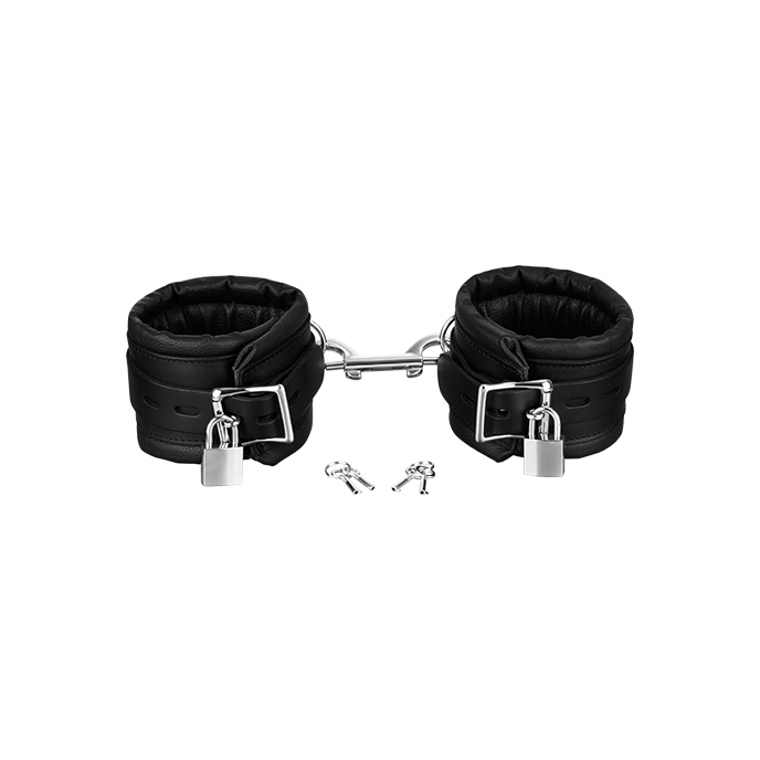 Leder-Fußfesseln gepolstert und abschließbar, schwarz - vergleichen und g&uuml;nstig kaufen