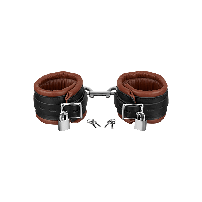 Leder-Fußfesseln gepolstert und abschließbar, braun/schwarz - vergleichen und g&uuml;nstig kaufen