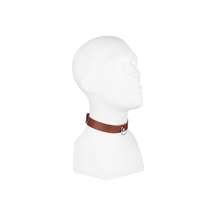 Leder-Halsfessel breit mit O-Ring, braun - vergleichen und g&uuml;nstig kaufen