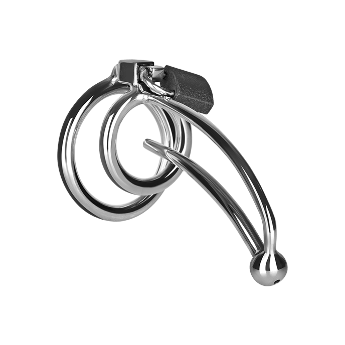 Penis Lock with curved urethral tube: Edelstahl-Peniskäfig mit Dilator - vergleichen und g&uuml;nstig kaufen