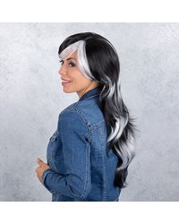 Ausgefallene Perücke, schwarz/weiß - vergleichen und günstig kaufen