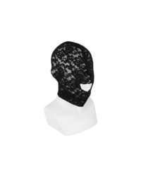 Scandal Lace Hood: Spitzen-Kopfmaske, schwarz
