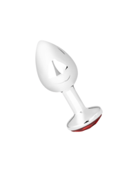 Edelstahl-Buttplug mit rotem Kristall (75g)