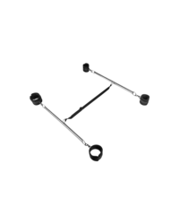 Double Spreader Bar: Doppelspreizstange mit Soft-Fesseln, schwarz/silber