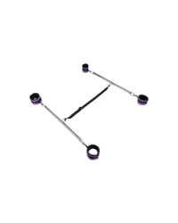 Double Spreader Bar: Doppelspreizstange mit Soft-Fesseln, schwarz/silber/lila