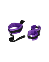 Körperfessel mit Führleine, schwarz/lila