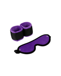 Handfesseln und Augenmaske, schwarz/lila