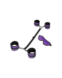 Hand-Fuß-Fessel und Augenmaske, schwarz/lila