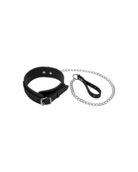 Silikon-Halsfessel mit Führkette, schwarz