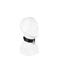 Leder-Halsfessel mit O-Ring, schwarz