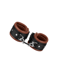 Leder-Fußfesseln gepolstert, braun/schwarz