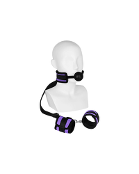 Softbondage Ballknebel und Handfesseln, lila/schwarz