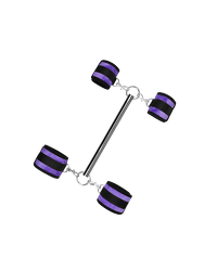 Softbondage Spreizstange mit abnehmbaren Hand- und Fußfesseln, lila/schwarz