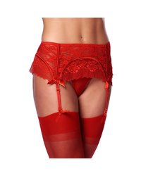 Strapsgürtel mit String und Strümpfen, rot