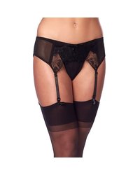 Strapsgürtel mit String und Strümpfen, schwarz