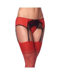 Strapsgürtel mit String und Strümpfen, rot
