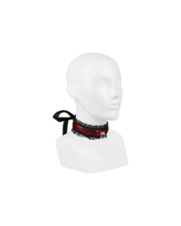 Softbondage Halsband, rot/schwarz