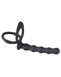 Black Velvets: Penis-/Hodenring mit Analplug, schwarz