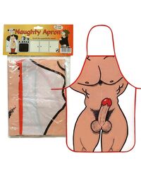 Küchenschürze mit Comicprint eines nackten Mannes