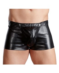 Kunstleder-Pant mit Druckknöpfen, schwarz