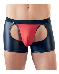 Pants im Chaps-Style, schwarz/rot