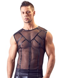 Top aus transparentem Powernet mit Streifen im Wetlook - vergleichen und günstig kaufen