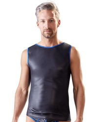 Shirt im schwarzen Mattlook mit Kontrastfarbe Royalblau - vergleichen und günstig kaufen