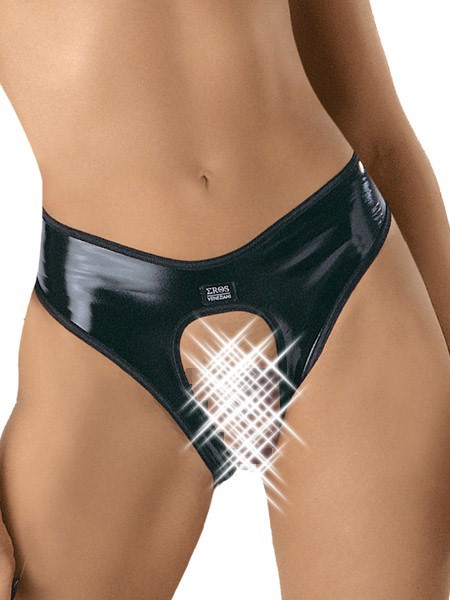 Eros Veneziani: Lack-Ouvertslip, schwarz - vergleichen und g&uuml;nstig kaufen