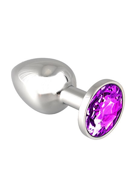 Edelstahl-Buttplug mit lila Kristall (75g) - vergleichen und g&uuml;nstig kaufen